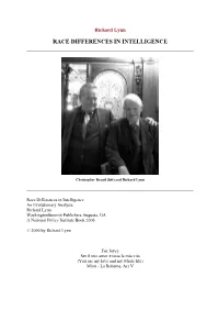 2006, Richard Lynn, 'Race Differences in Intelligence'