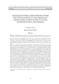 Changes in the Composition of the Bee Populations of the Mohelno Serpentine Steppe After 70 Years (Hymenoptera: Apiformes)