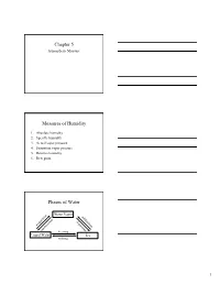 Chapter 5 Measures of Humidity Phases of Water