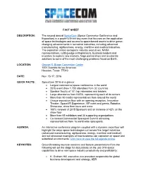 FACT SHEET DESCRIPTION: the Second Annual Spacecom (Space