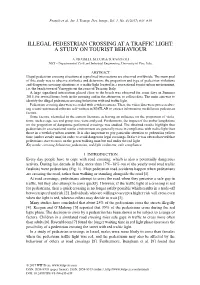 Illegal Pedestrian Crossing at a Traffic Light: a Study on Tourist Behaviour