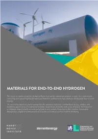 Materials for End-To-End Hydrogen