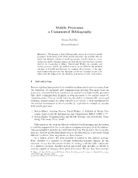 Mobile Processes: a Commented Bibliography