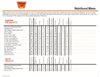 Nutritional Menu
