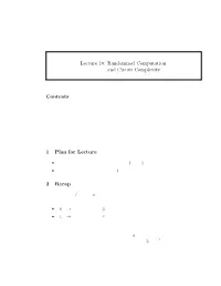 Randomized Computation and Circuit Complexity Contents 1 Plan For