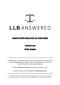 SAMPLE NOTES from OUR LLB CORE GUIDE: Contract Law Privity Chapter