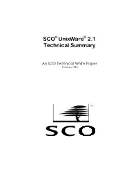 SCO® Unixware® 2.1 Technical Summary