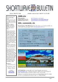 SWB-Info QSL, Comments, Etc