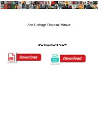 Ace Garbage Disposal Manual
