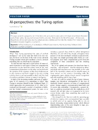 AI-Perspectives: the Turing Option Frank Kirchner1,2