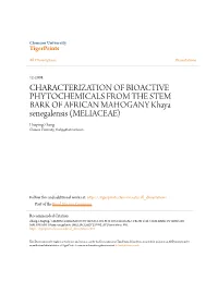 CHARACTERIZATION of BIOACTIVE PHYTOCHEMICALS from the STEM BARK of AFRICAN MAHOGANY Khaya Senegalensis (MELIACEAE) Huaping Zhang Clemson University, Zhahp@Hotmail.Com