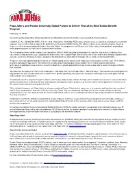 Papa John's and Purdue University Global Partner to Deliver First-Of