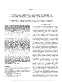 Paper FUNCTIONAL SORBENTS for SELECTIVE CAPTURE OF