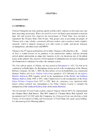 CHAPTER-1 INTRODUCTION 1.1 GENERAL : Chennai Metropolis