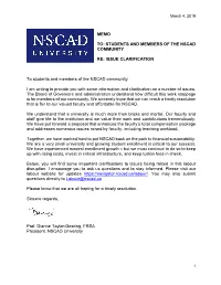 Memo to NSCAD Community and Students