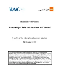 Monitoring of Idps and Returnees Still Needed