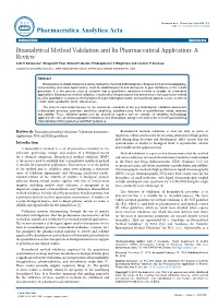 Bioanalytical Method Validation and Its Pharmaceutical Application