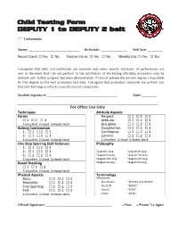 Child Testing Form DEPUTY 1 to DEPUTY 2 Belt