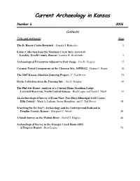 Current Archaeology in Kansas