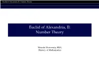 Euclid's Number Theory