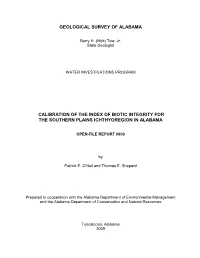 Geological Survey of Alabama Calibration of The