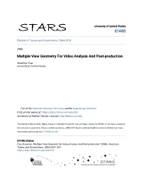 Multiple View Geometry for Video Analysis and Post-Production
