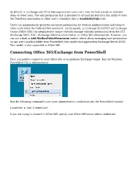 Powershell &#8211; Set O365 Calendar Permissions