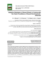 Adaptive Strategies of Desert Plants in Coping with the Harsh Conditions of Desert Environments: a Review
