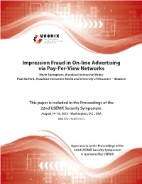 Impression Fraud in On-Line Advertising Via Pay-Per-View Networks