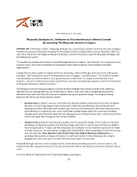 Media Release – Calgary Institute Launch