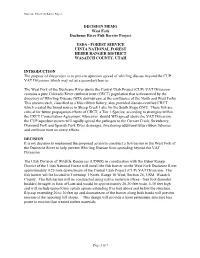 West Fork Duchesne Fish Barrier Decision Memo