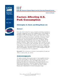 Factors Affecting U.S. Pork Consumption/LDP-M-130-01 Economic Research Service/USDA Introduction