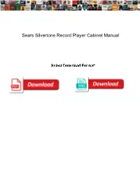 Sears Silvertone Record Player Cabinet Manual