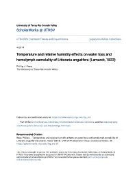 Temperature and Relative Humidity Effects on Water Loss and Hemolymph Osmolality of Littoraria Angulifera (Lamarck, 1822)