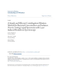 A Simple and Efficient Centrifugation Filtration Method for Bacterial