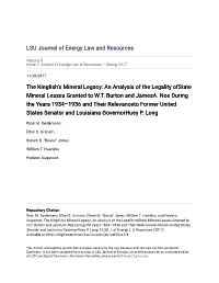 An Analysis of the Legality Ofstate Mineral Leases Granted to WT