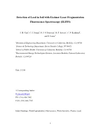 Detection of Lead in Soil with Excimer Laser Fragmentation Fluorescence Spectroscopy (ELFFS)