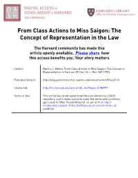From Class Actions to Miss Saigon: the Concept of Representation in the Law