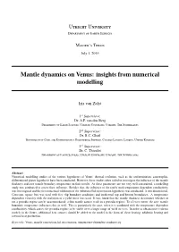 Mantle Dynamics on Venus: Insights from Numerical Modelling