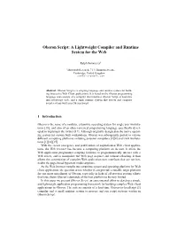 Oberon Script: a Lightweight Compiler and Runtime System for the Web