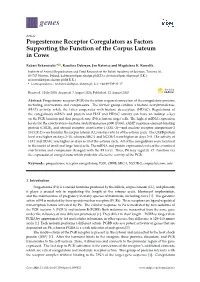 Progesterone Receptor Coregulators As Factors Supporting the Function of the Corpus Luteum in Cows