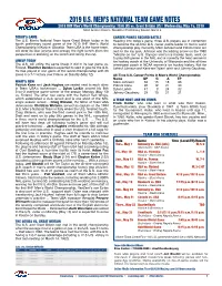 2019 U.S. Men's National Team Game Notes Preliminary Round Vs