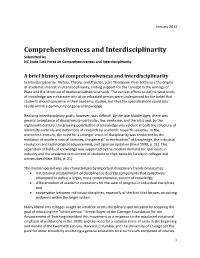 Comprehensiveness and Interdisciplinarity Submitted by NC State Task Force on Comprehensiveness and Interdisciplinarity