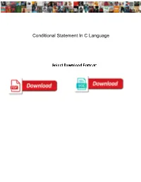 Conditional Statement in C Language