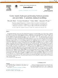 Lower Mantle Hydrogen Partitioning Between Periclase and Perovskite: a Quantum Chemical Modelling