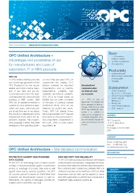 OPC Unified Architecture – Advantages And