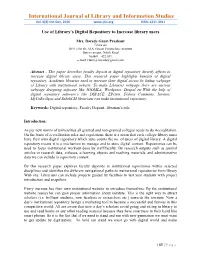 S Digital Repository to Increase Library Users