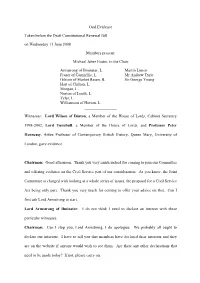 Uncorrected Transcript of Oral Evidence