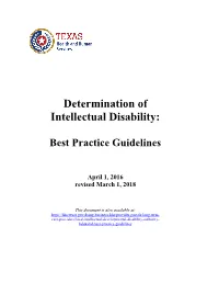 Determination of Intellectual Disability (DID): Best Practice Guidelines