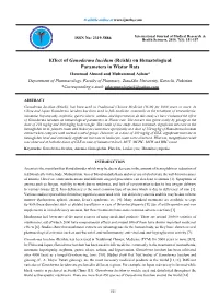 Effect of Ganoderma Lucidum (Reishi) on Hematological Parameters